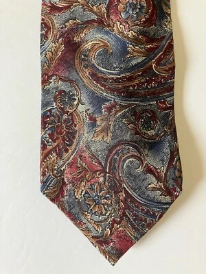 Bill Blass Men's Necktie Tie Silk Satin Multicolor Paisley Abstract 57" - Image 1 of 4