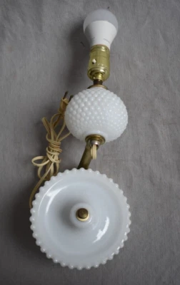 Antique White Milk Glass Hobnail Wall Sconce Light Fixture Working - Image 1 of 4