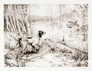 "Pointer on the Edge of a Covert" by W J Schaldach - Picture 1 of 1