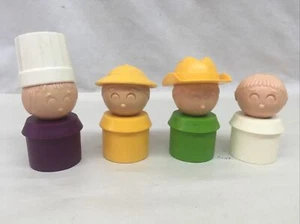 Lot Of 4 Tuppertoys Figures Plastic People Tupper Ware Toys Cowboy Sailor Chef - Picture 1 of 8