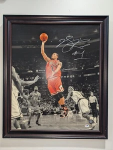 Derrick Rose Auto On Canvas. PSA Cert. B/W Rare! Great Auto - Picture 1 of 7