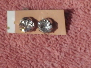 Imitation Diamond Post Earrings. Earring Cases Expand Around 1/4" wide Stones - Picture 1 of 1