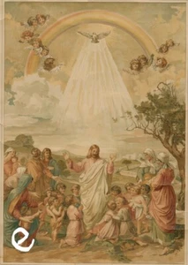 Jesus & the Children Rainbow Dove VTG Religious Christianity Print Paper 8.5x11 - Picture 1 of 1