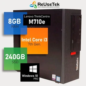 Lenovo ThinkCentre M710e SFF Intel i3-7100 3.90GHz 8GB RAM 240GB SSD Win 10 Pro - Picture 1 of 12