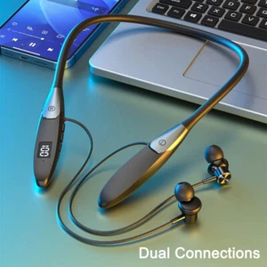 Bezprzewodowe słuchawki Bluetooth z pałąkiem na szyję mikrofon zestaw słuchawkowy stereo słuchawki douszne słuchawki - Zdjęcie 1 z 26