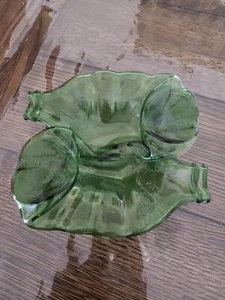 Melted Green Glass Bottles Ashtray/Spoon Rest  - Picture 1 of 5