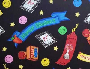 Back to School Award Notebook Honor Student Cotton Fabric Traditions 1 1/2 yard - Picture 1 of 6