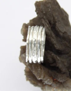 Hammered Three Band Sterling Silver Spinner Ring .925 Handcrafted-Custom size - Picture 1 of 6