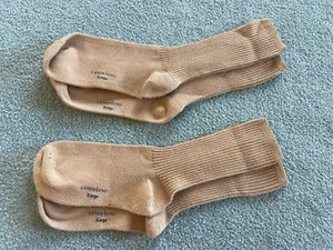 LANDS END YOUTH TAN DRESS SOCKS X Large 2 Pair Mid Calf - Picture 1 of 1
