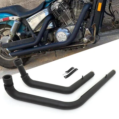 Black Exhaust Pipes With Mufflers For Honda Shadow 1100 VT1100C Sabre Spirit - Image 1 of 4