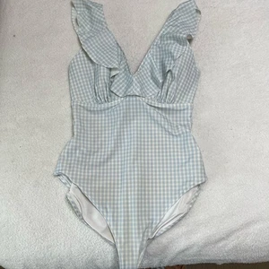 Old Navy Women’s One Piece Swimsuit Sz 1X Blue/White Check Underwire - Picture 1 of 4