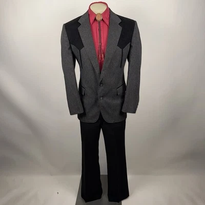 Vintage Circle S Suit Mens 44 Jacket 34 31 Pants Western Rockabilly Disco Cowboy - Image 1 of 4