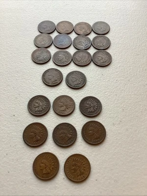 (22) Early Indian Head Cents (14) 1884, 12) Good,2)VG;(8)1881-83, 3)G, 3)VG, 2)F - Image 1 of 4