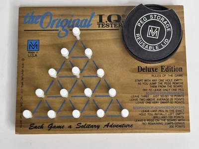The Original IQ Tester Deluxe Edition 1976 Wooden Board Puzzle Peg Game Vintage - Image 1 of 4