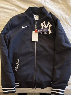 Talla L New York Yankees Nike Azul Marino Auténtica Colección Bomber Chaqueta Dugout Foto 1 de 4