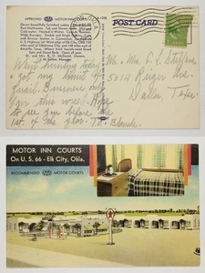Vtg Linen Motor Inn Courts US Route 66 Elk City OK Motel Exterior Interior Room - Picture 1 of 1