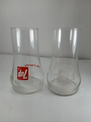 Vintage 7 Up The Uncola Upside Down Drinking Glasses Set Of 2 Red & White - Image 1 of 4