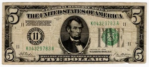 1928 $5 Dallas Federal Reserve Note Raw Circulated 9783A - Picture 1 of 2