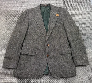 Bryden & Pearce Blazer 42 L Vintage 80er-90er grau gesprenkelt Wolle Ellenbogen Patch Fair - Bild 1 von 22