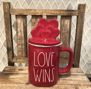 Rae Dunn LOVE WINS Mug With Heart Lid Topper  - Picture 1 of 4