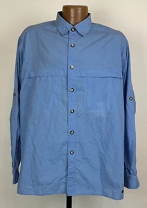 ExOfficio Shirt Men Large Buzz Off Insect Shield Button Down Travel Hiking Blue - Picture 1 of 18