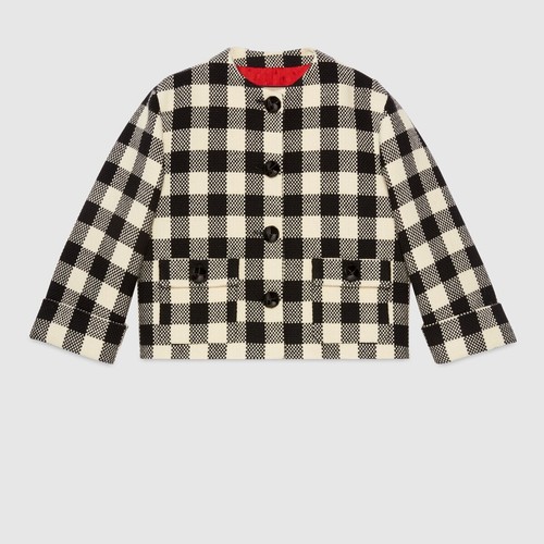 taglia 46 XL Giacca Gucci Gingham lana check nero bianco