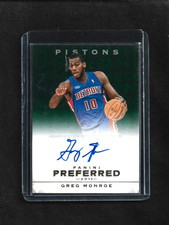 Greg Monroe 2011-12 Preferred EMERALD GREEN Auto #/75 Pistons GEORGETOWN HOYAS
