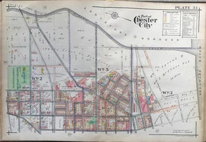 1913 AH MUELLER DELAWARE COUNTY CHESTER PENNSYLVANIA MILITARY COLLEGE ATLAS MAP - Picture 1 of 4