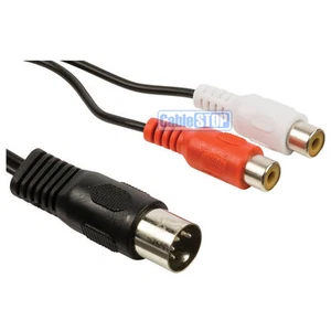 1.2M 5 PIN DIN MALE PLUG to TWIN 2x RCA PHONO FEMALE RED WHITE SOCKETS 1m - Picture 1 of 1