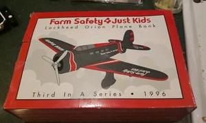 1996 LOCKHEED ORION AIRPLANE BANK "FARM SAFETY 4 KIDS" toy plane collector Look - Picture 1 of 6