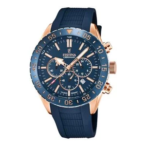 Festina F20516/1 Men's Chronograph Blue Rubber Strap Wristwatch - Picture 1 of 1
