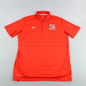 Fresno State Bulldogs Polo Shirt Mens Large Red Nike Dri Fit Stripes Track Field - Picture 1 of 12