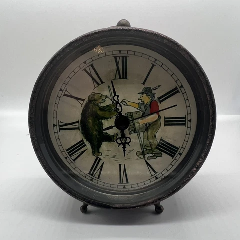 *Repro Lux Organ Grinder w/ Dancing Bear Animated Ticking Motion Desk Clock* Cover
