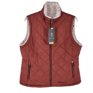 Free Country XL Reversible Sherpa Quilted Vest Soft Cozy Warm NWT Rust maroon - Picture 1 of 7