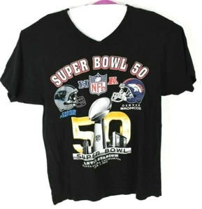 Großes NFL Super Bowl Shirt 50 Broncos Vs Panthers schwarz Top Zustand V-Ausschnitt - Bild 1 von 4