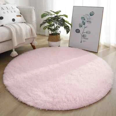 Living Room Round Rug Carpet Nonslip Bedside Coffee Table Mat Thick Pile Rugs - Image 1 of 4