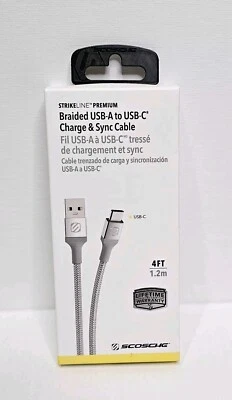  Charging & Sync Cable USB-A to USB-C - Braided - Silver 4 Feet SCOSCHE - Image 1 of 4