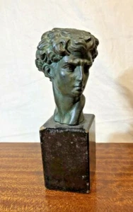 Statua Vintage Busto Bronzo del David dopo Base Marmo Michelangelo Italia anni '50 - Foto 1 di 12