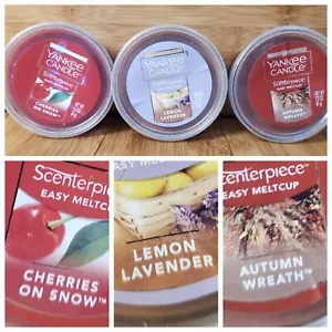 3 Yankee Candle Scenterpiece Easy Melt Cups 2.2 oz Lemon Lavender Autumn Cherrie - Picture 1 of 7