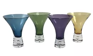 Mini Martini Shot Cocktail Glasses Controlled Bubble Stem Jewel Tones - 4 - Picture 1 of 7