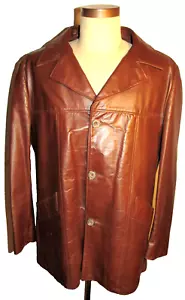 MEN'S 1970s VTG LONDON FOG CLASSIC BROWN LEATHER JACKET! ZIP OUT LINER! USA! 46 - Picture 1 of 19