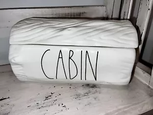 Rae Dunn DW HOME CANDLE CANISTER Extra LARGE 3Wood Wicks LOG “CABIN” with LID! - Picture 1 of 5