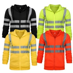 Hooded Night Work Pullover Hoodie Hi Viz Vis Reflective High Visibility Jacket - Picture 1 of 16