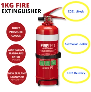 FirePro 1kg Fire Extinguisher Dry Powder Car Boat Home Caravan Pro W/ Bracket - Picture 1 of 4