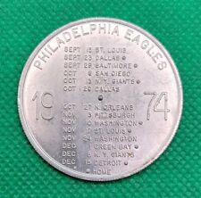 Vintage NFL Philadelphia Eagles 1974 Schedule Token Coin Pinch Scotch Whiskey S1