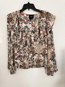 Anthropologie W5 Damen Bluse Gr. M Rüschen Ausschnitt Blumen Bauern Boho Büro Arbeit - Bild 1 von 8