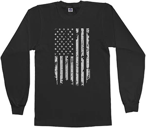 Threadrock Kids Distressed White American Flag Youth L/S T-shirt USA Pride - Picture 1 of 6