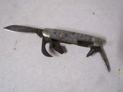 NAVAJA DE BOLSILLO PLEGABLE VINTAGE EAGLE SCOUT ULSTER EE. UU. MARRÓN MUY ANTIGUA BIEN USADA Foto 1 de 4