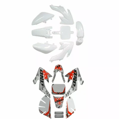 Kit de guardabarros de plástico de carrocería blanca + pegatina para moto de cross XR50 CRF50 110 125cc SSR Foto 1 de 4