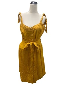 Vestido Princess Highway ámbar mostaza cabaña tirantes botones talla 14 - Imagen 1 de 7